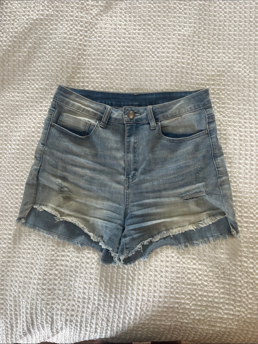 Grace & Lace Light Wash Distressed Jean Shorts